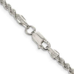 Sterling Silver 2.5mm Solid Rope Chain - 11