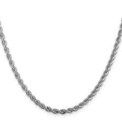 Sterling Silver Rhodium-plated 3mm Solid Rope Chain - 7