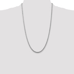 Sterling Silver Rhodium-plated 3mm Solid Rope Chain - 4
