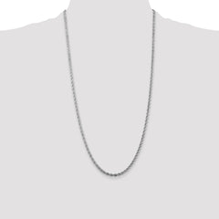 Sterling Silver Rhodium-plated 3mm Solid Rope Chain - 7