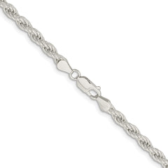 Sterling Silver Rhodium-plated 5mm Solid Rope Chain - 8