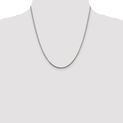 Sterling Silver Rhodium-plated 2mm Diamond-cut Spiga Chain - 6