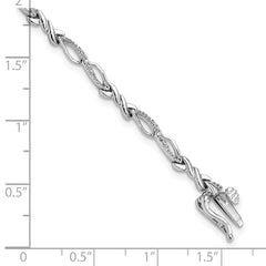 Sterling Silver Rhodium-plated Diam. Bracelet - 13