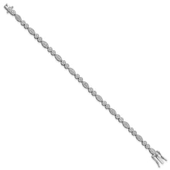 Sterling Silver Rhodium-plated Diam. Bracelet - 7