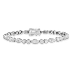 Sterling Silver Rhodium-plated Diam. Bracelet - 7