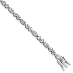 Sterling Silver Rhodium-plated Diam. Bracelet - 7
