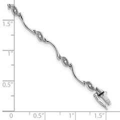 Sterling Silver Rhodium-plated Diam. Bracelet - 14