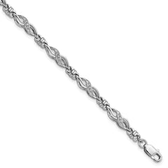 Sterling Silver Rhodium-plated Diam. Bracelet - 9