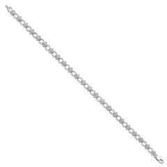 Sterling Silver Rhodium-plated Diam. Bracelet - 15