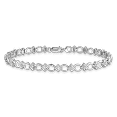 Sterling Silver Rhodium-plated Diam. Bracelet - 15