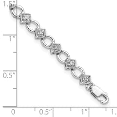Sterling Silver Rhodium-plated Diam. Bracelet - 15