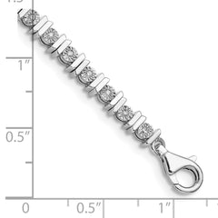 Sterling Silver Rhodium-plated Diam. Tennis Bracelet - 3