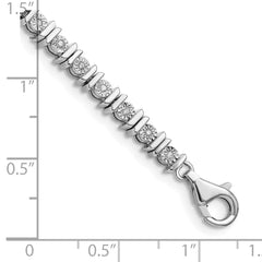 Sterling Silver Rhodium-plated Diam. Tennis Bracelet - 4