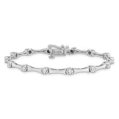 Sterling Silver Rhodium Plated Diamond Bracelet - 2