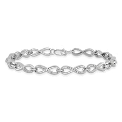 Sterling Silver Rhodium-plated Diam. Bracelet - 10