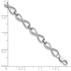 Sterling Silver Rhodium-plated Diam. Bracelet - 10