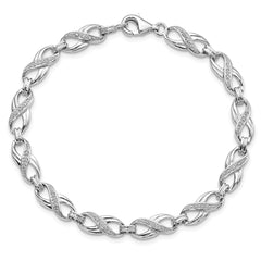 Sterling Silver Rhodium-plated Diam. Bracelet - 11
