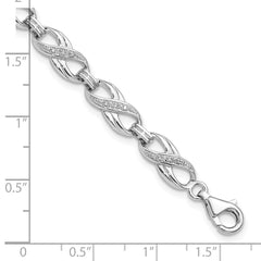 Sterling Silver Rhodium-plated Diam. Bracelet - 11
