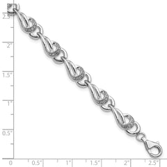 Sterling Silver Rhodium-plated Diam. Bracelet - 3