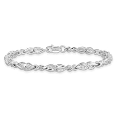Sterling Silver Rhodium-plated Diam. Bracelet - 16
