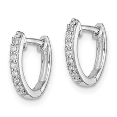 Sterling Silver Rhodium Diam. Huggie Earrings - 2