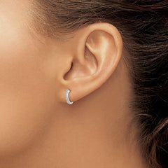 Sterling Silver Rhodium Diam. Huggie Earrings - 2