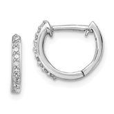 Sterling Silver Rhodium Diam. Huggie Earrings - 2