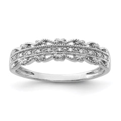 Sterling Silver Rhodium Plated Diamond Band - 5