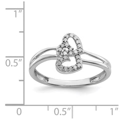 Sterling Silver Rhodium PlatedDiamond Heart Ring - 3