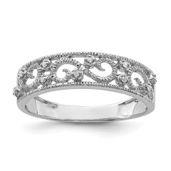 Sterling Silver Rhodium Plated Fancy Diamond Band - 2