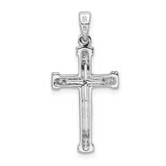 Sterling Silver Rhodium Diamond Cross Pendant - 3