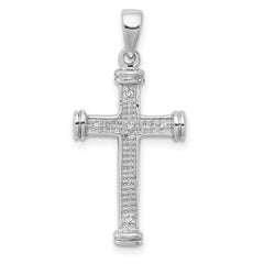 Sterling Silver Rhodium Diamond Cross Pendant - 3
