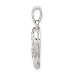 Sterling Silver Rhodium Diamond Heart Pendant