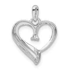 Sterling Silver Rhodium Diam. Heart Pendant - 3