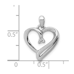 Sterling Silver Rhodium Diam. Heart Pendant - 3