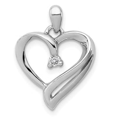 Sterling Silver Rhodium Diam. Heart Pendant - 3