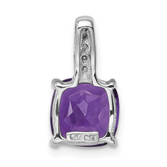 Sterling Silver Rhodium Plated Amethyst and Diamond Pendant - 5
