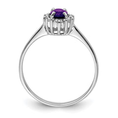 Sterling Silver Rhodium Amethyst & Diamond Ring - 2