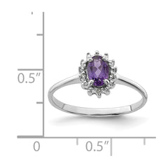 Sterling Silver Rhodium Amethyst & Diamond Ring - 2