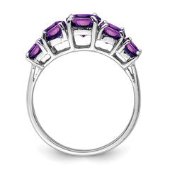 Sterling Silver Rhodium Amethyst Ring - 3