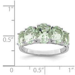 Sterling Silver Rhodium Green Quartz Ring - 8