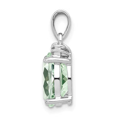 Sterling Silver Rhodium Plated Green Quartz and Diamond Pendant - 2