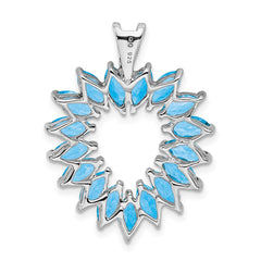 Sterling Silver Rhodium Marquise Swiss Blue Topaz Heart Pendant