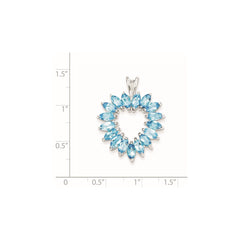 Sterling Silver Rhodium Marquise Swiss Blue Topaz Heart Pendant