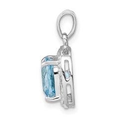 Sterling Silver Rhodium Light Swiss Blue Topaz Pendant - 2