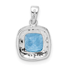 Sterling Silver Rhodium Light Swiss Blue Topaz Pendant - 2