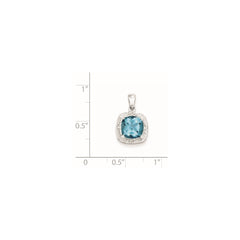 Sterling Silver Rhodium Light Swiss Blue Topaz Pendant - 2