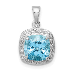 Sterling Silver Rhodium Light Swiss Blue Topaz Pendant - 2