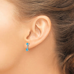 Sterling Silver Rhodium-plated Blue Topaz and Diamond Post Earrings - 2