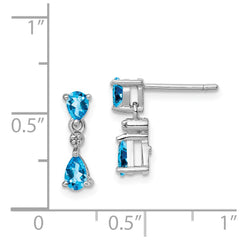 Sterling Silver Rhodium-plated Blue Topaz and Diamond Post Earrings - 2